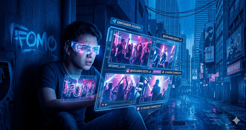 O impacto psicológico do FOMO: a ansiedade digital de estar perdendo momentos importantes.